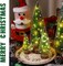 4pcs Mini Christmas Trees with Light, Artificial Christmas Tree Bottle Brush Trees with Wooden Base for Christmas Decor